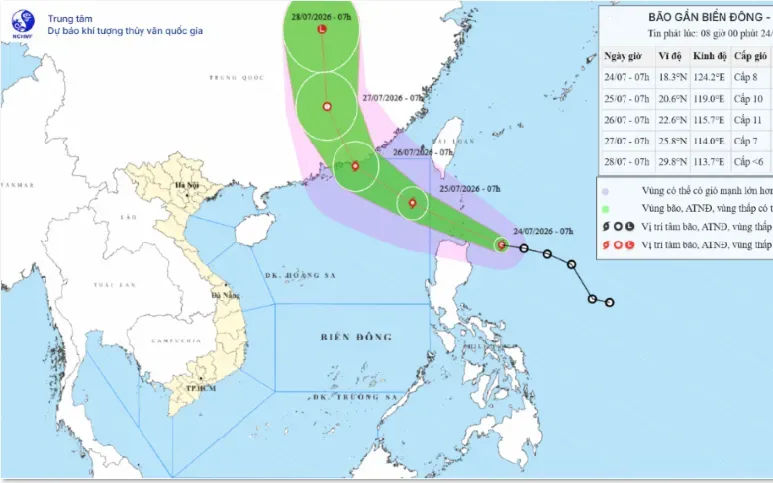 Áp thấp nhiệt đới thành bão Noul, Bắc Biển Đông sắp hứng gió mạnh cấp 13